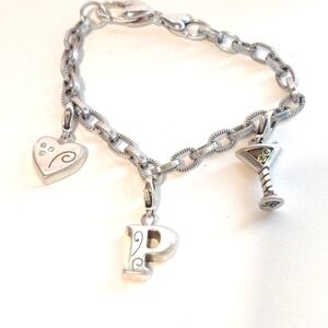 Brighton Charm Bracelet with Heart and Martini Charms